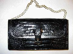 Glazed Black Alligatrix Flap Bag Front Closed.JPG